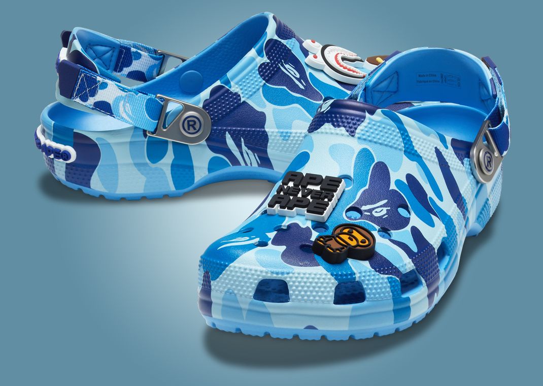 BAPE x Crocs Classic Clog ABC Camo Blue Angle