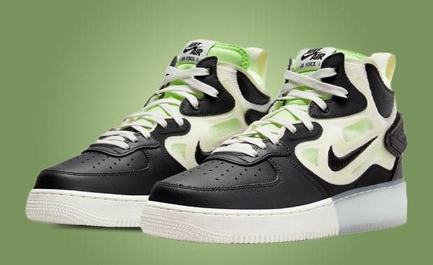 Black And Ghost Green Cover This Nike Air Force 1 Mid React