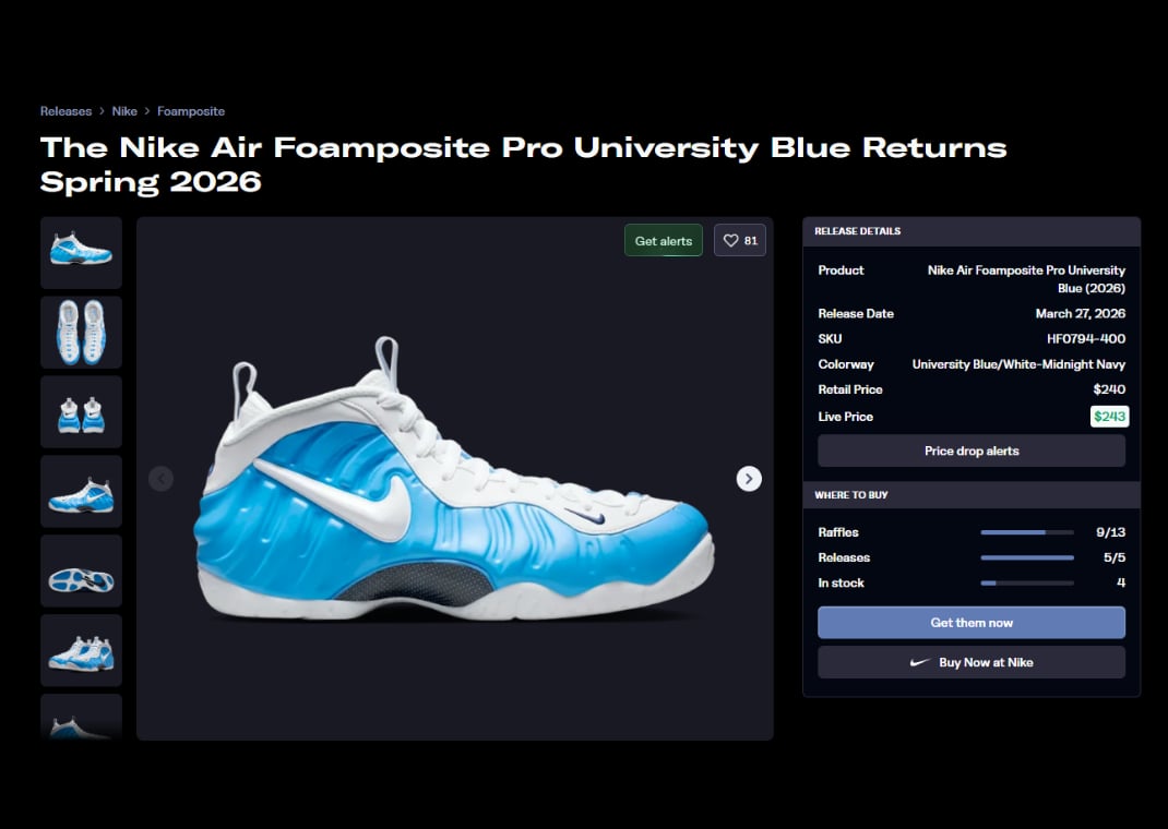 Nike Air Foamposite One University Blue