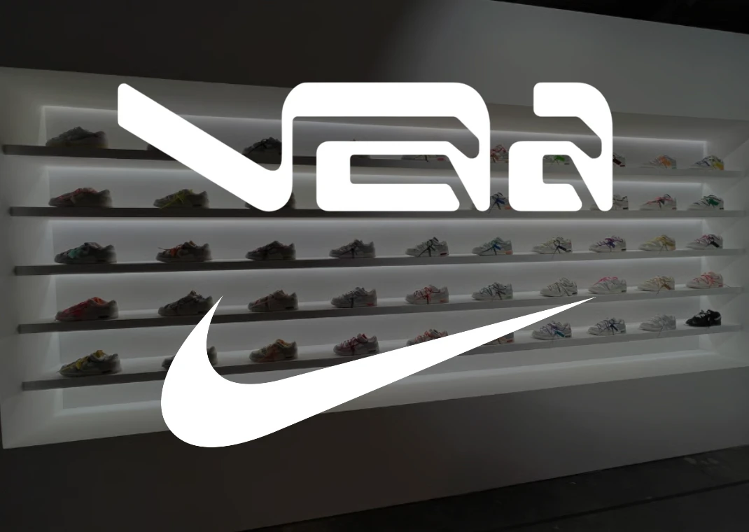 Off-White x Nike Dunk The 50 Collection on display at the previous Virgil Abloh: The Codes exhibit