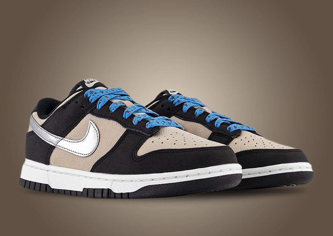 Beige And Metallic Silver Take Over This Nike Dunk Low
