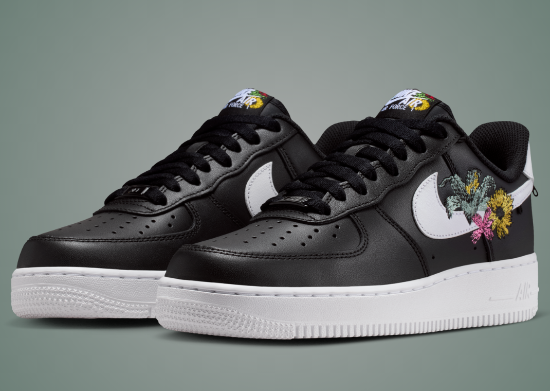 Nike Air Force 1 Low PRM Accepting All Flowers Black Angle
