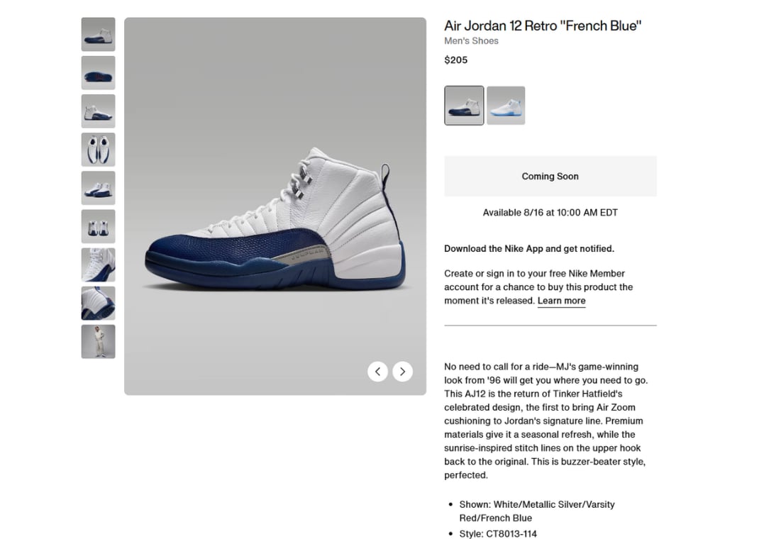 Air Jordan 12 Retro French Blue Nike Page