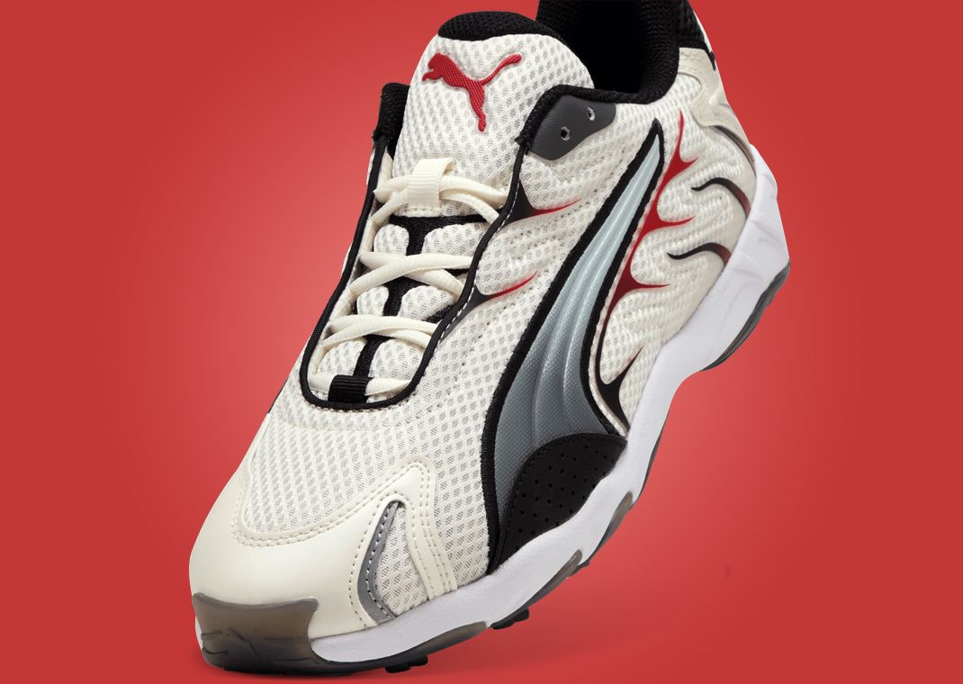 Puma Inhale White Black Red Front Angle