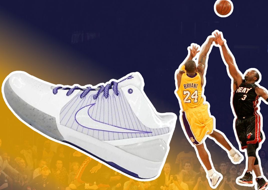 Kobe Bryant in the Nike Kobe 4 Purple Splatter
