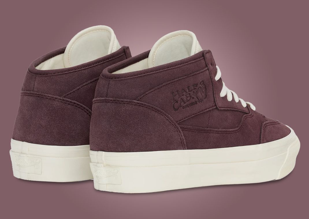 JJJJound x Vans Half-Cab Burgundy White Heel Angle