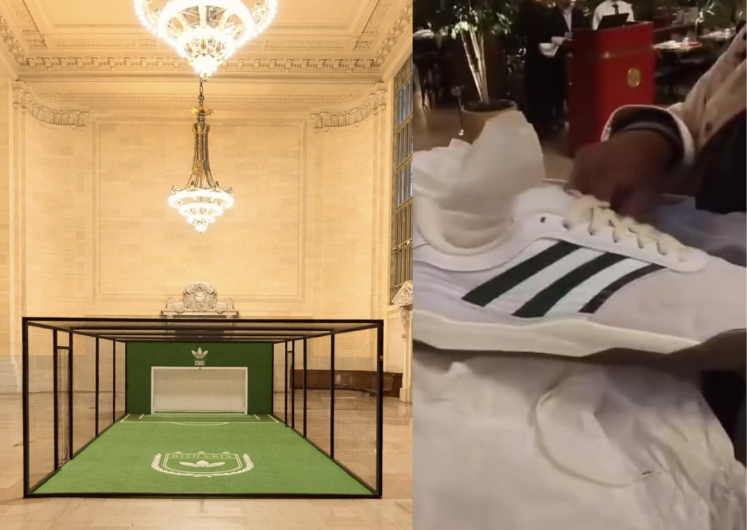 Kith x adidas installation inside Grand Central (left) and the Kith x adidas Koresco Nationals (right)