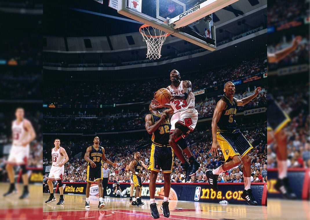 Michael Jordan wearing the Air Jordan 13 "Playoff" in the NBA Playoffs (1998)