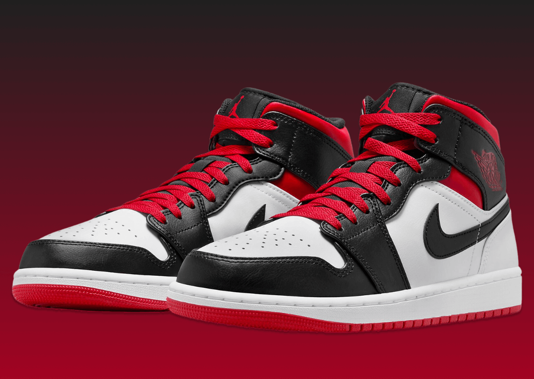 Air Jordan 1 Mid White Gym Red Black