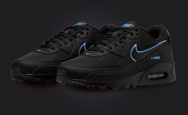 Nike air max 90 black with blue stitching hotsell