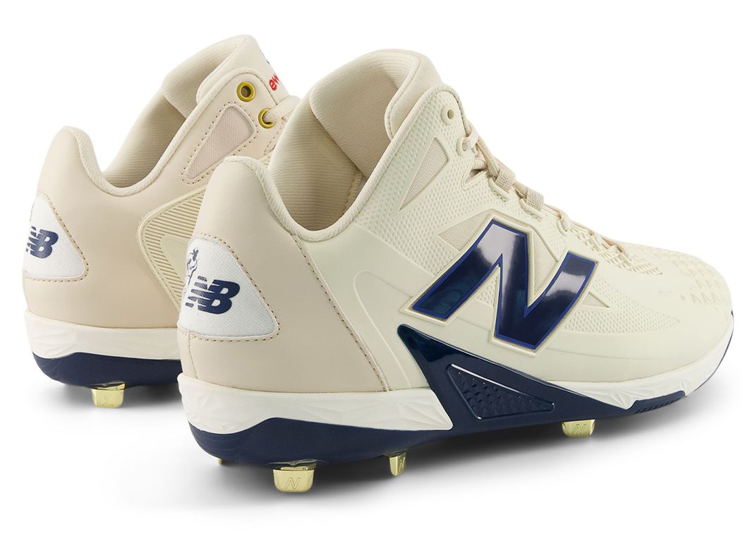New Balance FuelCell Ohtani 1 Cleat White Navy Heel Angle