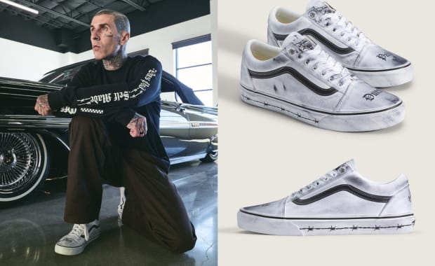 Travis Barker’s Dues Paid Vans Old Skool Collab is Dropping in White Next Week