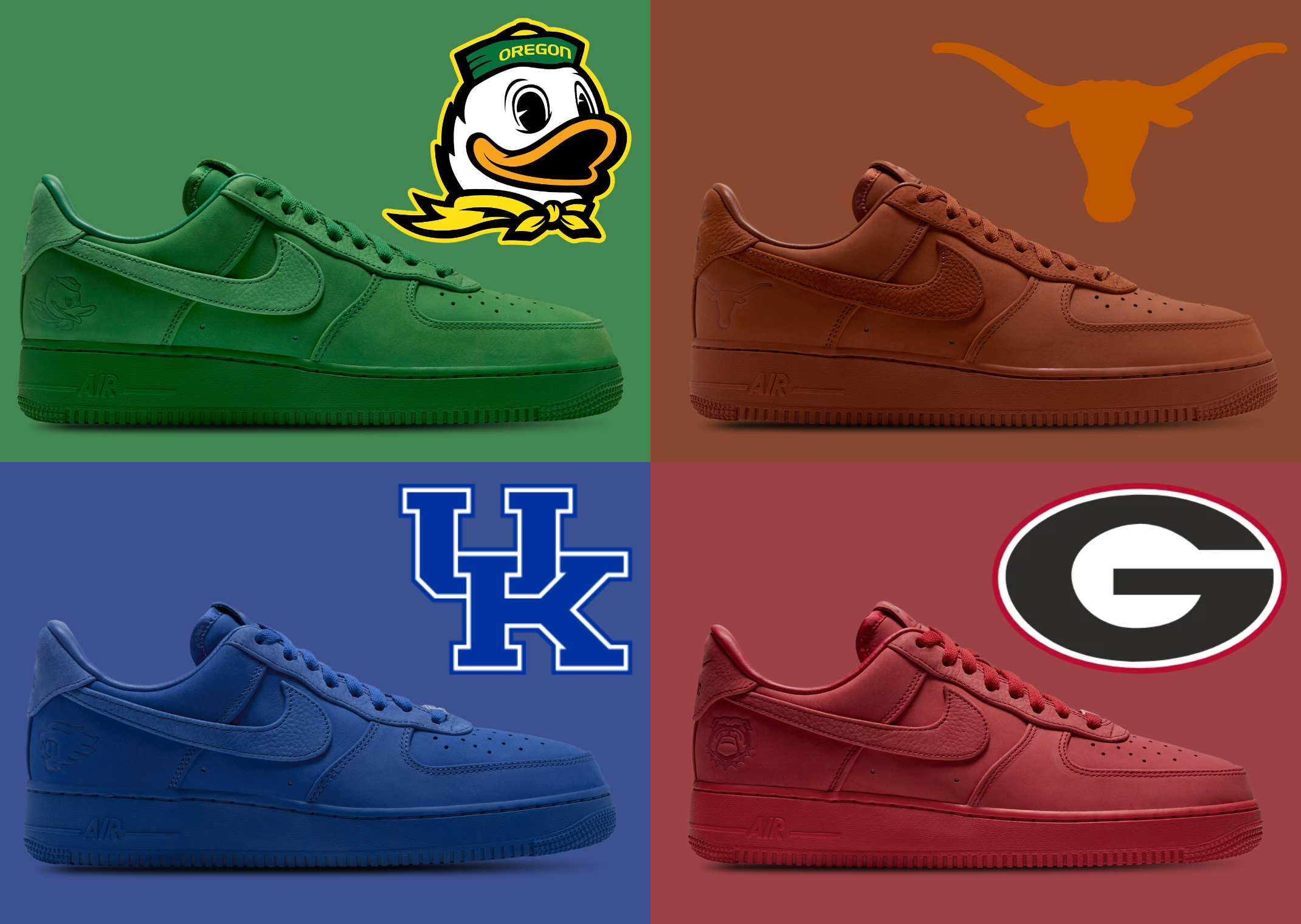 Nike’s Luxe Air Force 1 Low University Pack Features Pairs for Texas ...