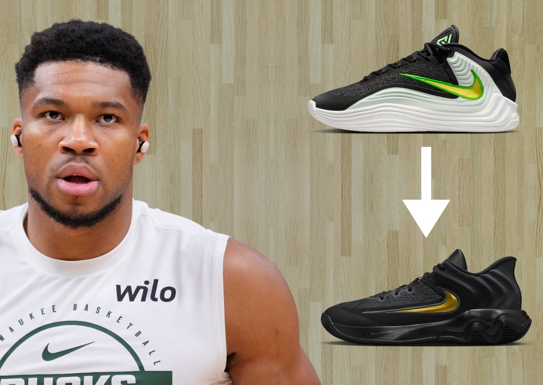 Giannis Antetoukounmpo's Sneakers: Giannis Freak 7 (top) and Giannis Immortality 4 (bottom)