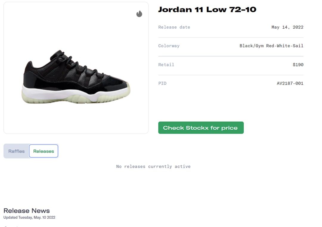 Air Jordan 11 Retro Low "72-10" Release Guide