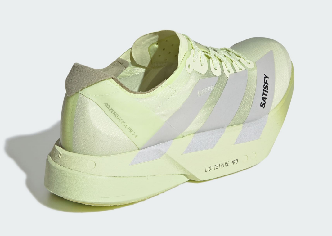 SATSIFY x adidas Adizero Adios Pro 4 Tent Green Heel Angle