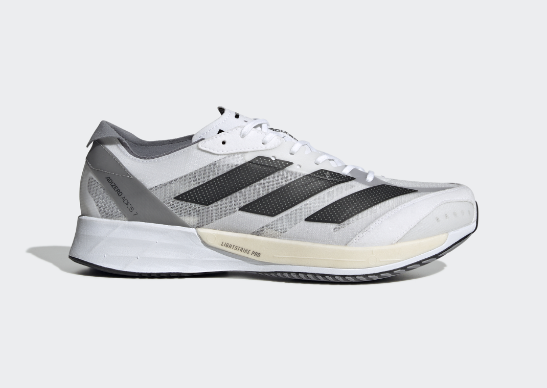 adidas adiZero Adios 7 White Grey Lateral