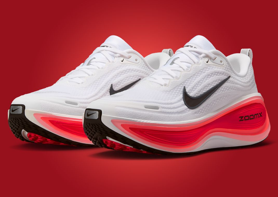 Nike Vomero Plus White Black Bright Crimson Angle