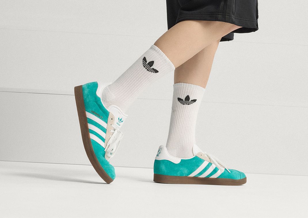 Liverpool x adidas Gazelle Third Kit On Foot
