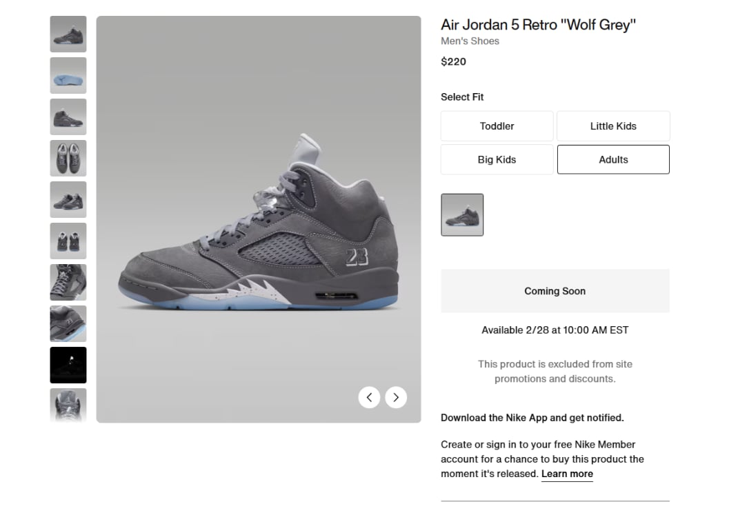 Air Jordan 5 Retro Wolf Grey