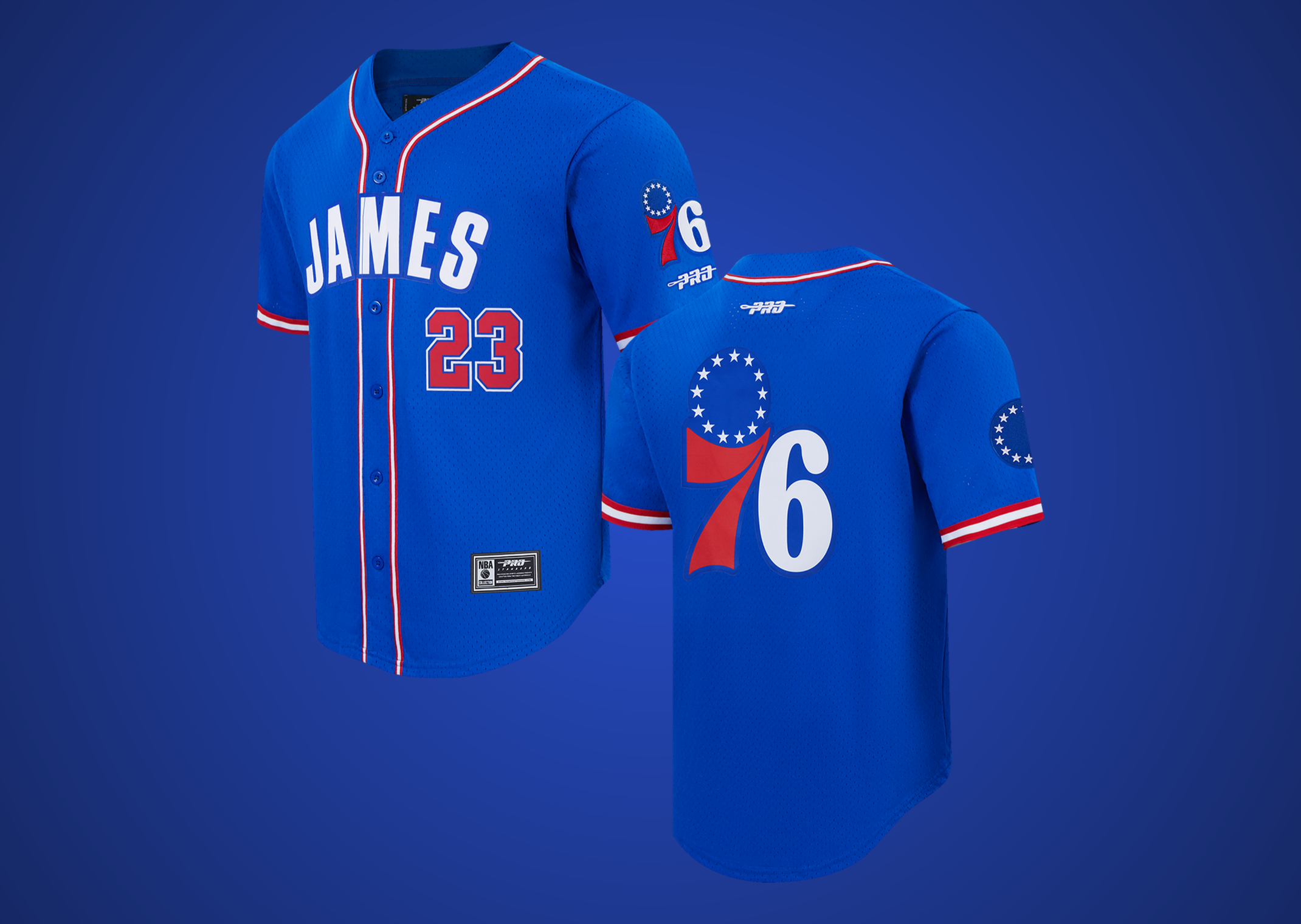 Philadelphia 76ers LeBron James Baseball Jersey Blue