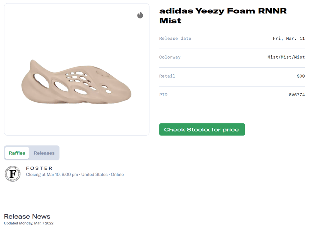 adidas Yeezy Foam RNNR "Mist" Raffle Guide