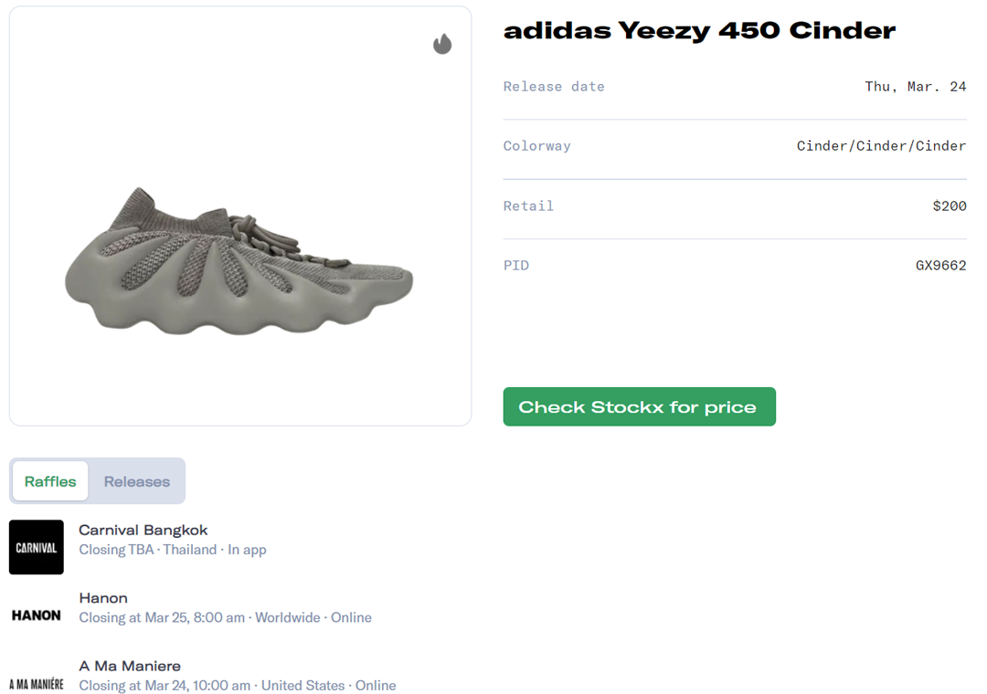 adidas Yeezy 450 Cinder Raffle Guide