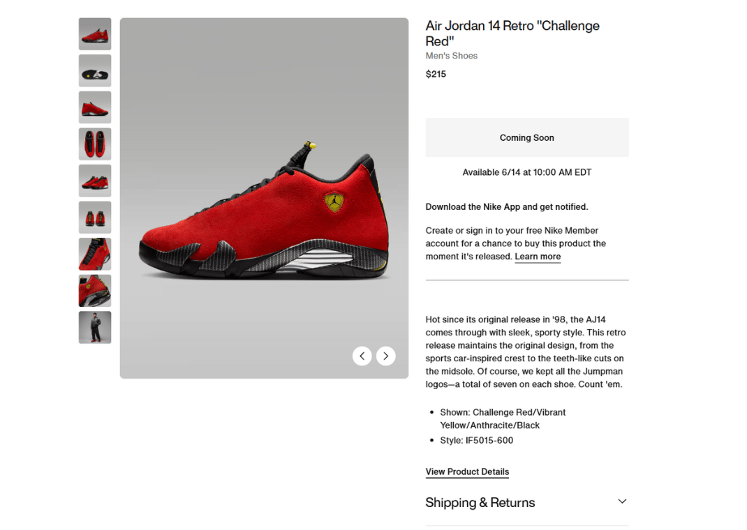 Air Jordan 14 Retro Ferrari Nike Page