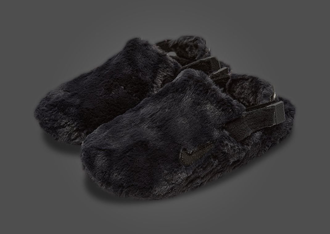 Nike Calm Mule Fur Black Angle