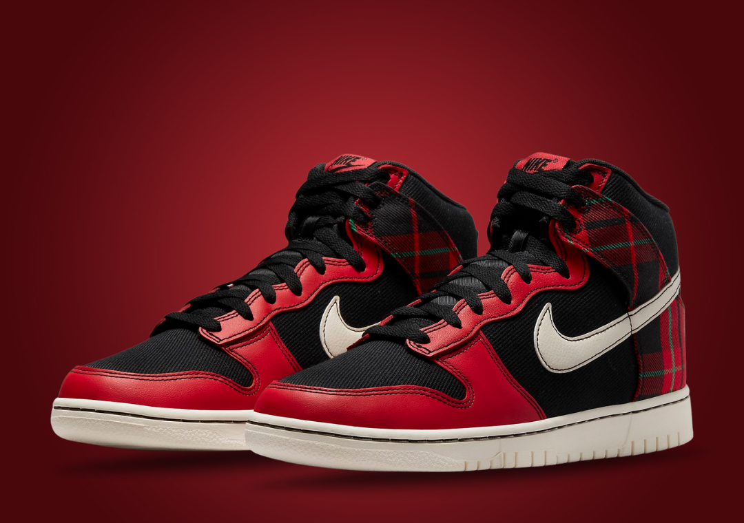 Nike Dunk High Tartan "Black University Red"