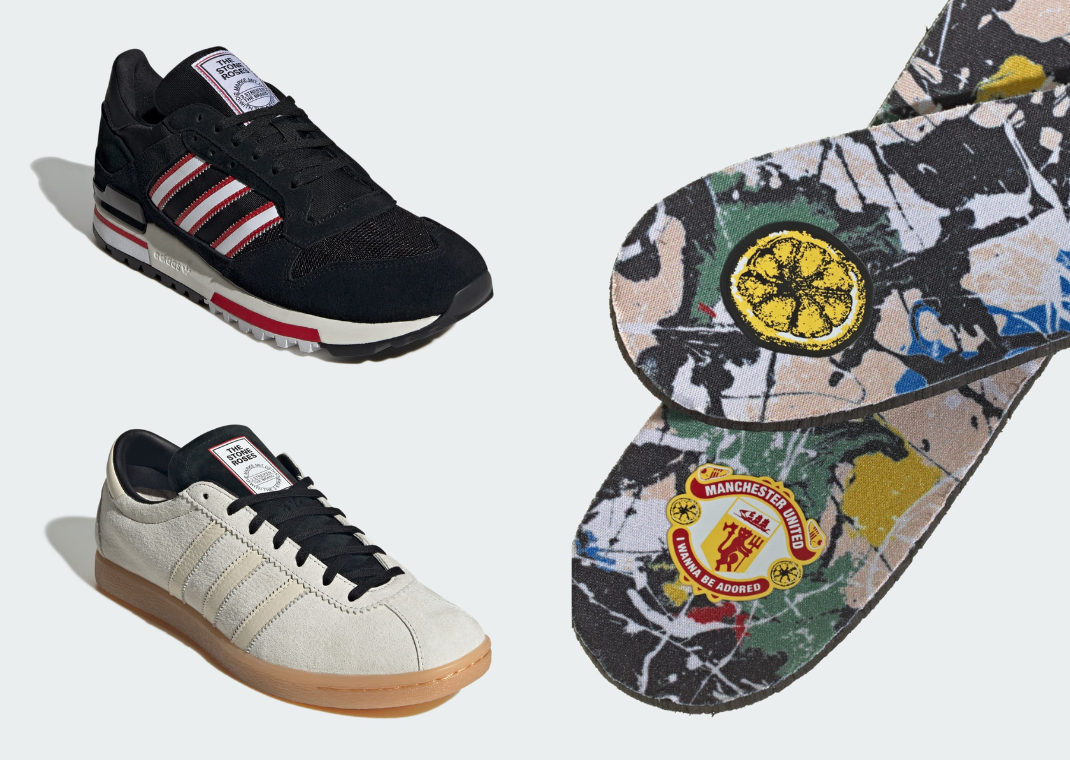 The Stone Roses x adidas Tobacco White Gum and ZX 600 trainers