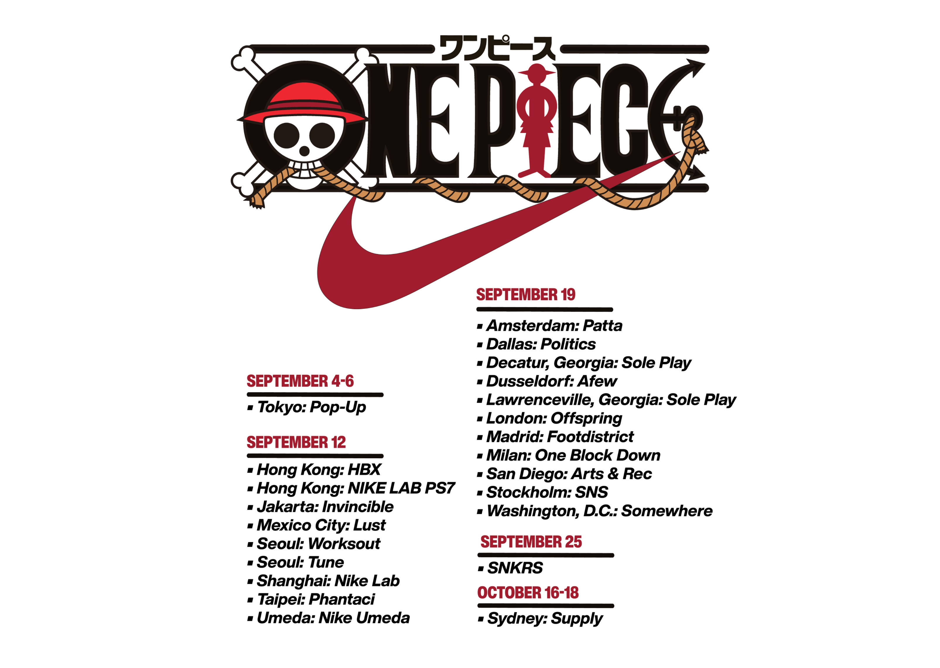 One Piece x Nike Collection Release Info