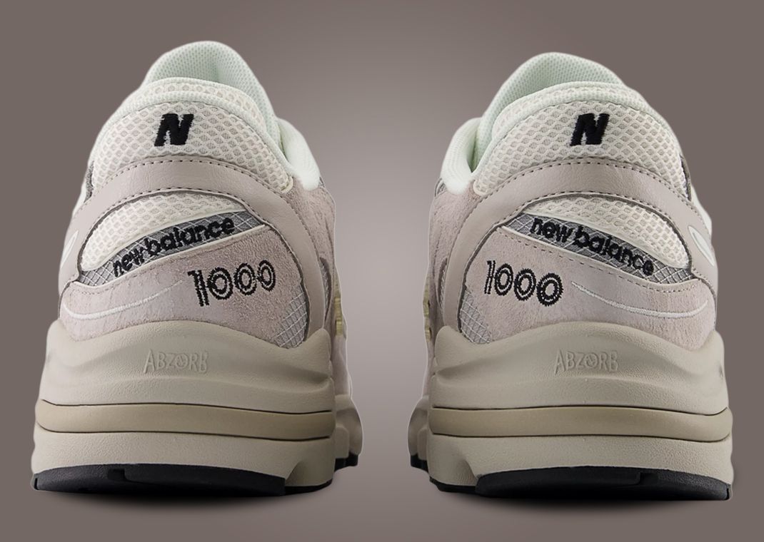 New Balance 1000 Grey Cream Heel