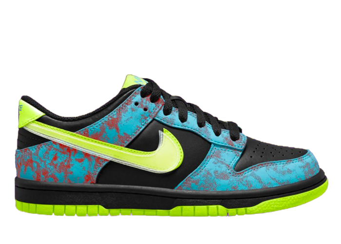 Acid Wash Appears On This Kids Nike Dunk Low Black Volt
