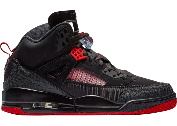 black and red jordan spizike