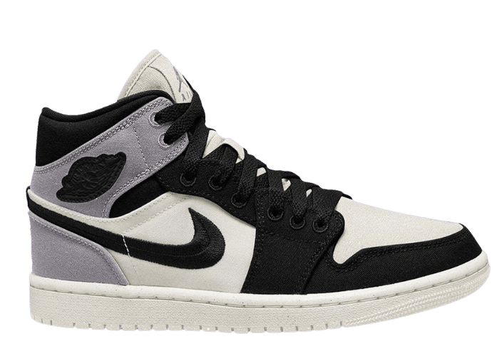 Air Jordan 1 Mid SE Canvas Black Light Steel Grey (W)