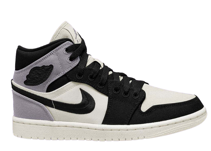 Air Jordan 1 Mid SE Canvas Black Light Steel Grey (W)