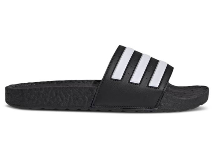 adidas Adilette Boost Slides Black White Stripes