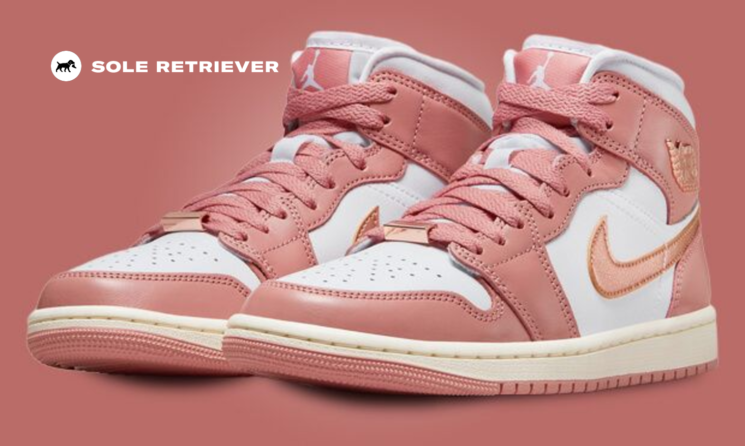 The Women's Air Jordan 1 Mid Red Stardust Releases Holiday 2023