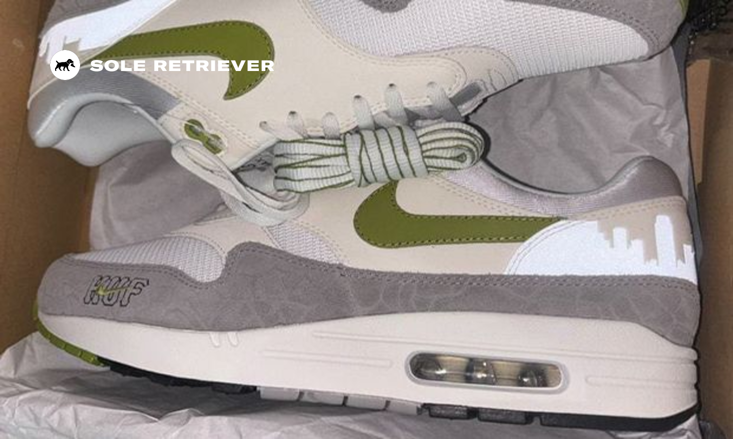 The HUF x Nike Air Max 1 White Pear is a Friends & Family