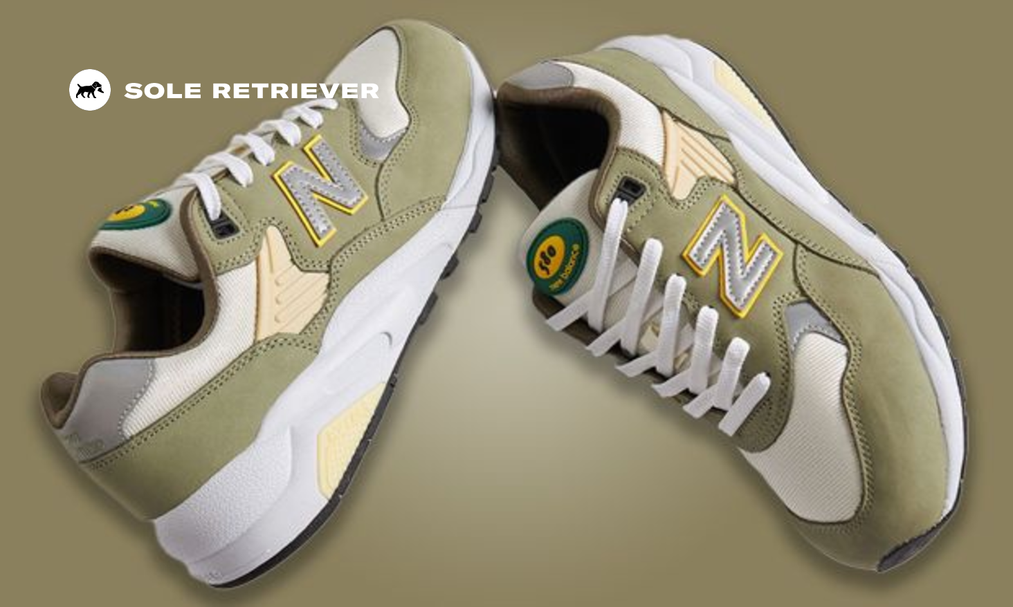 Soft Yellow Tones Decorate The New Balance 580 Olive