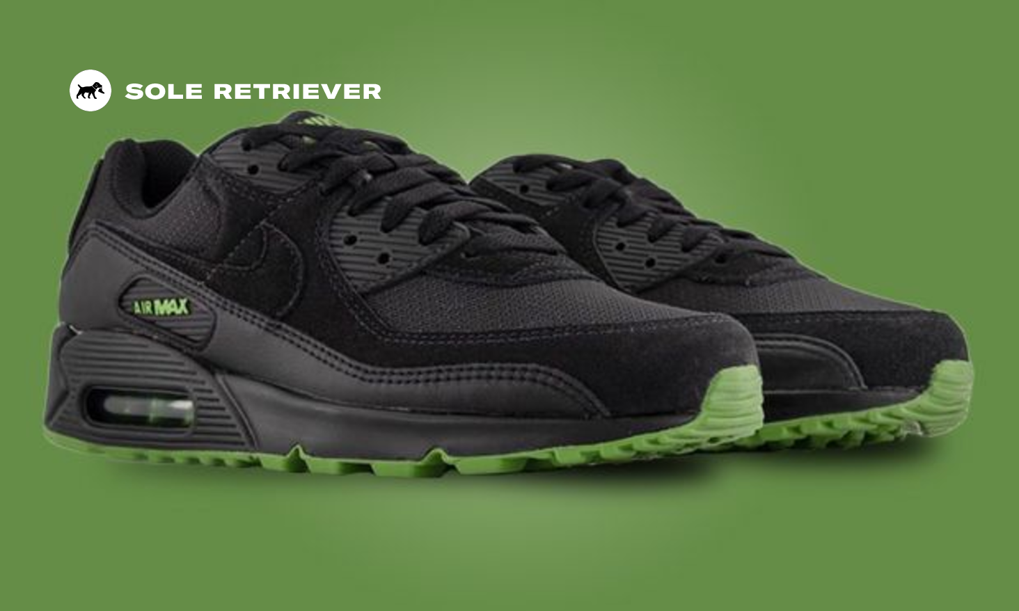 Lush Green Accents Bloom On The Nike Air Max 90 Black