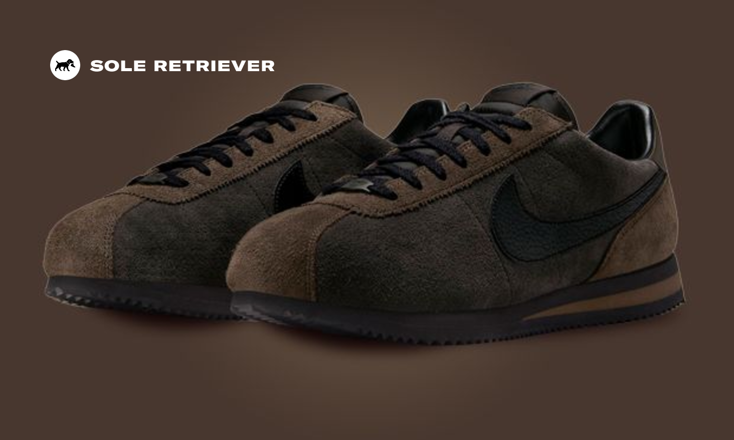 Supple Velvet Brown Suede Drapes Over The Nike Cortez
