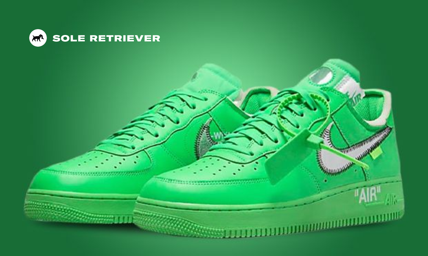 The Off-White x Nike Air Force 1 Low Light Green Spark Drops