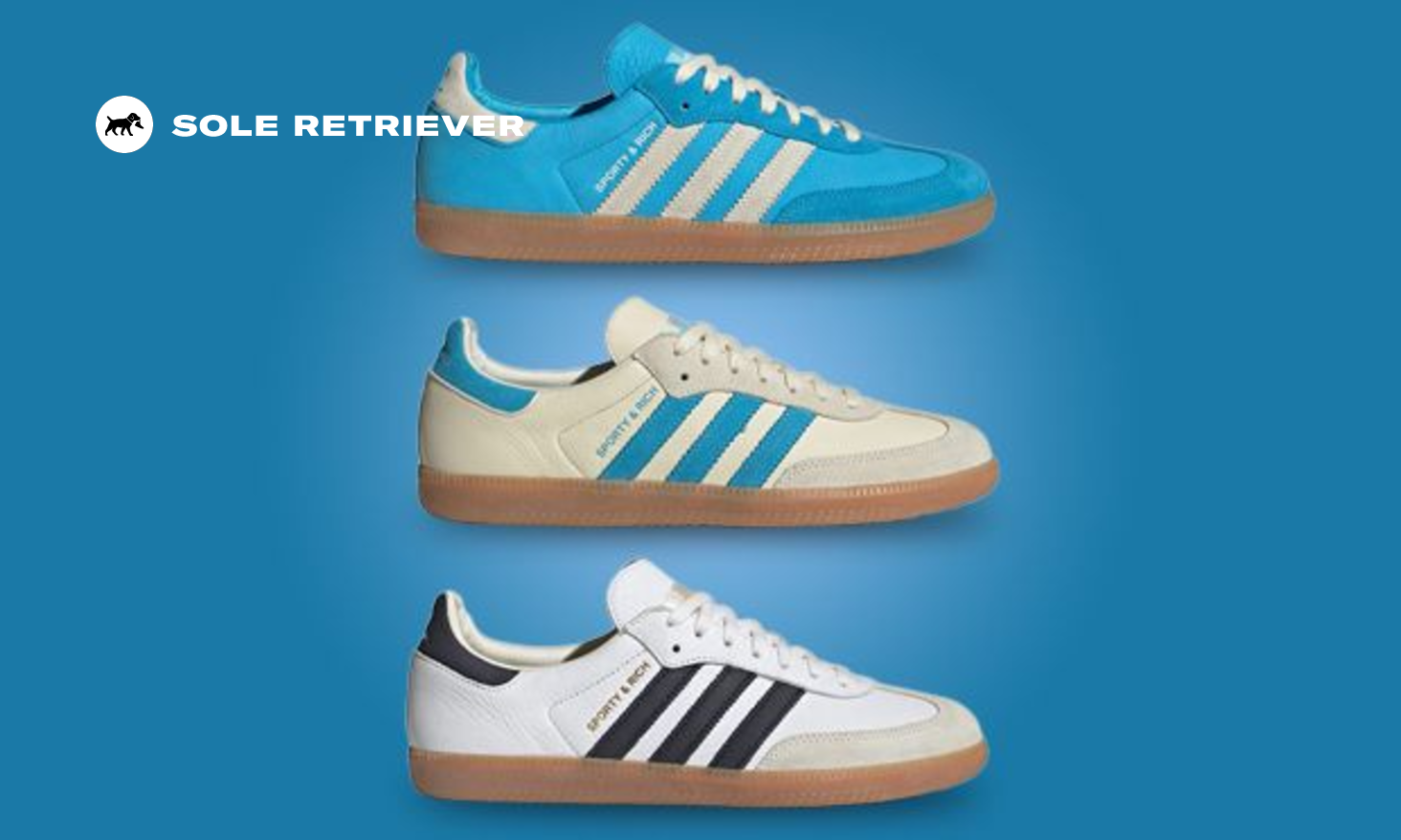 ★【Adidas】★Adidas x Sporty & Rich Samba Cream Blue★ Adidas x Sporty And Rich Samba 