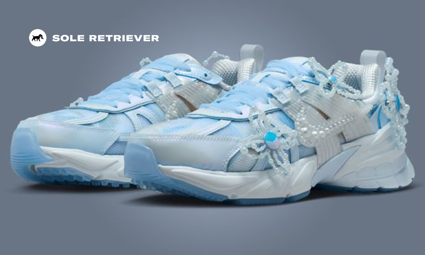 Susan Fang Dresses Up Nike V2K Run in Baby Blue Lace and Beads