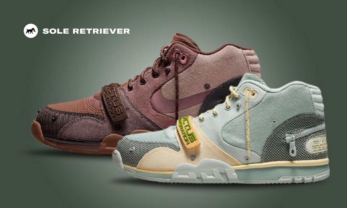 スニーカー Travis Scott x Nike Air Trainer 1 SP Archaeo Brown Rust Pink where-to-buy-the-travis-scott-