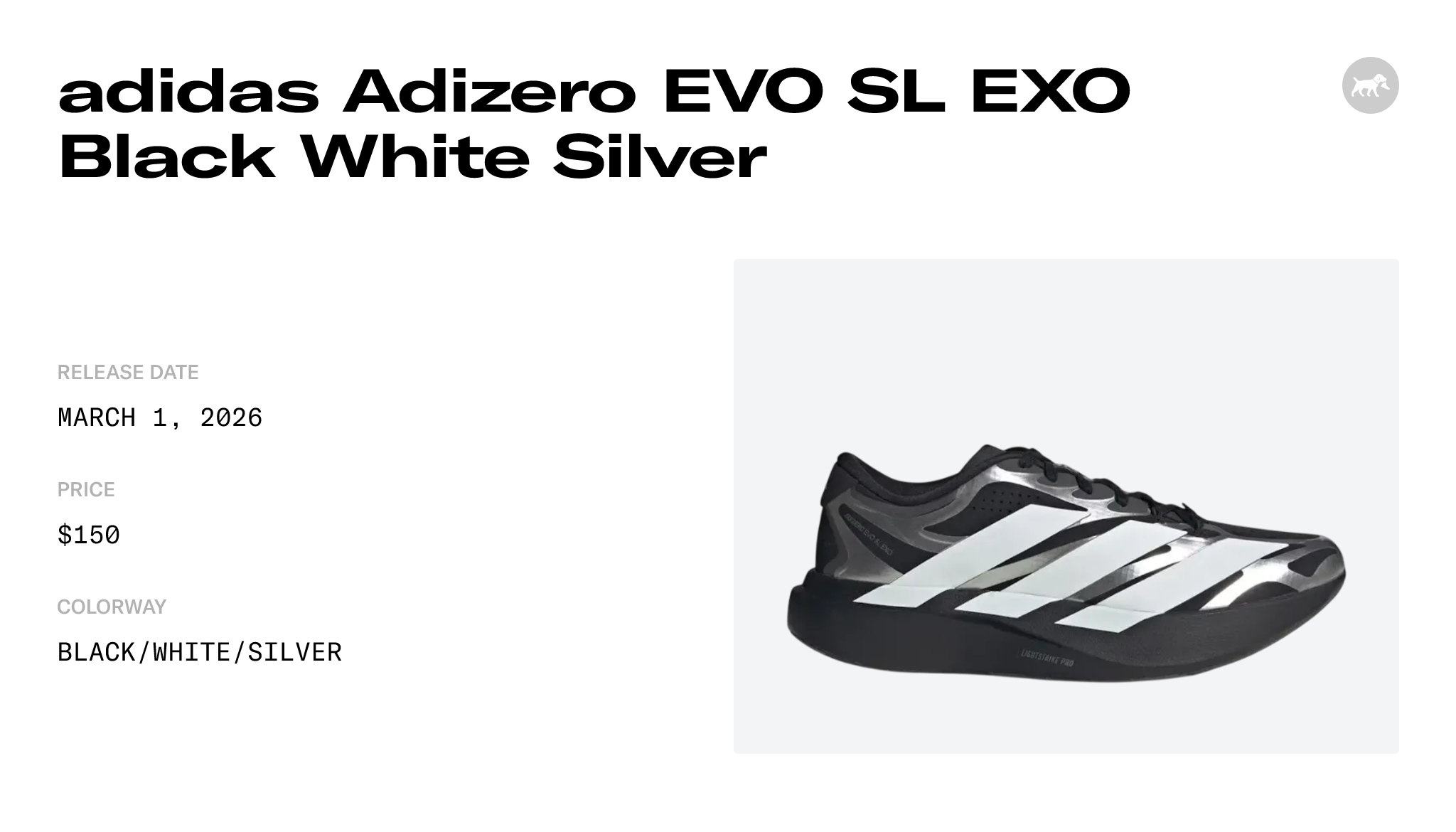 adidas Adizero EVO SL EXO Black White Silver - KI4764