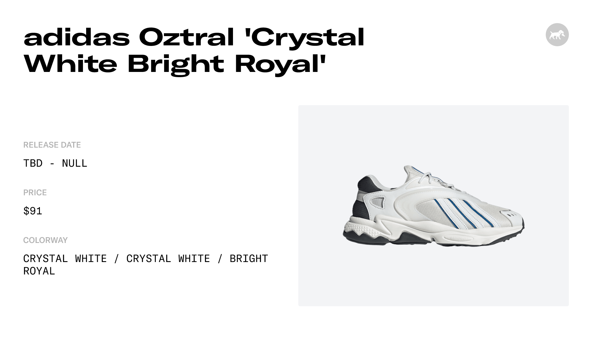 adidas Oztral 'Crystal White Bright Royal' - GZ9405 Release Info