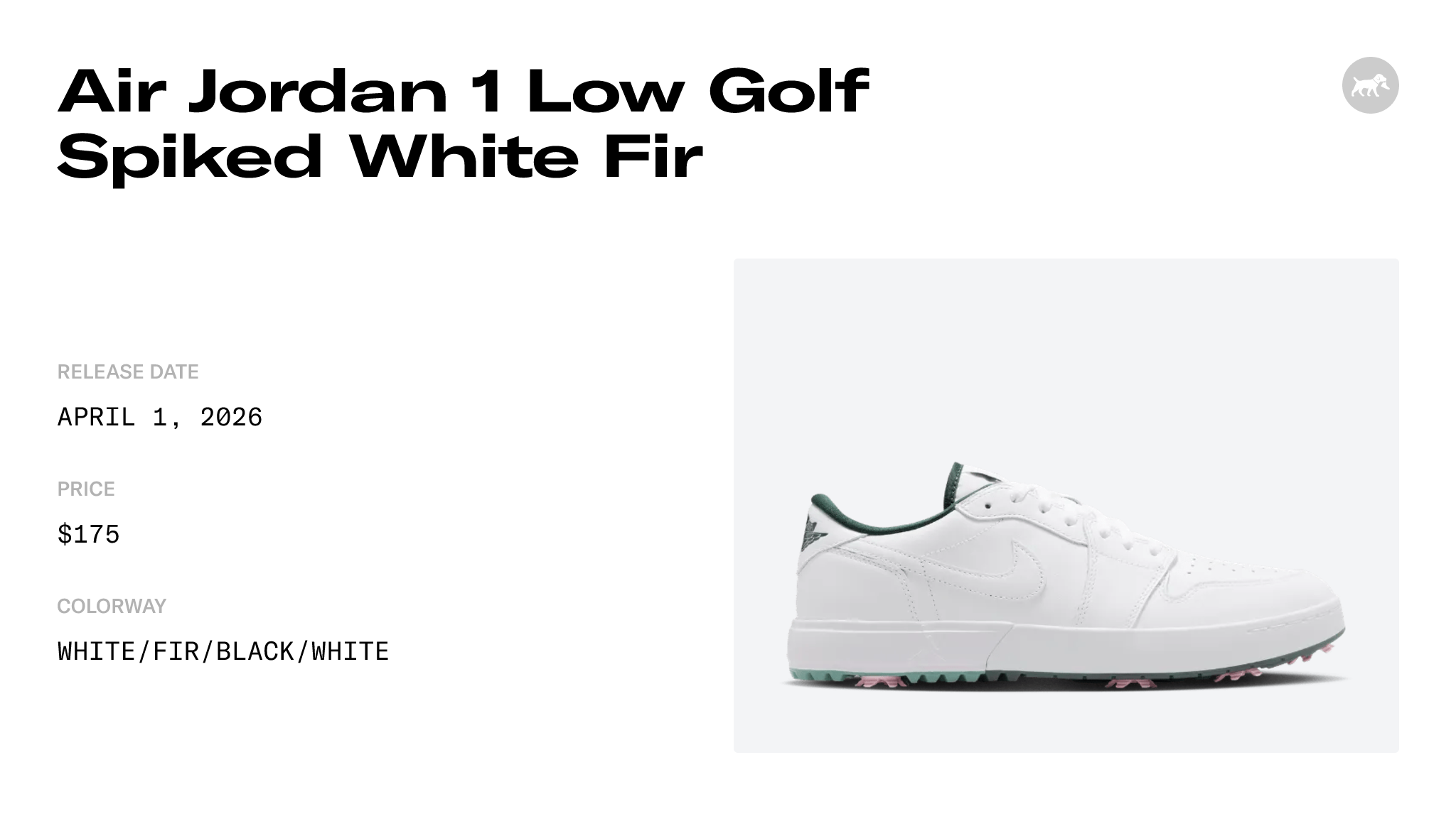Air Jordan 1 Low Golf Spiked White Fir - IQ3417-100